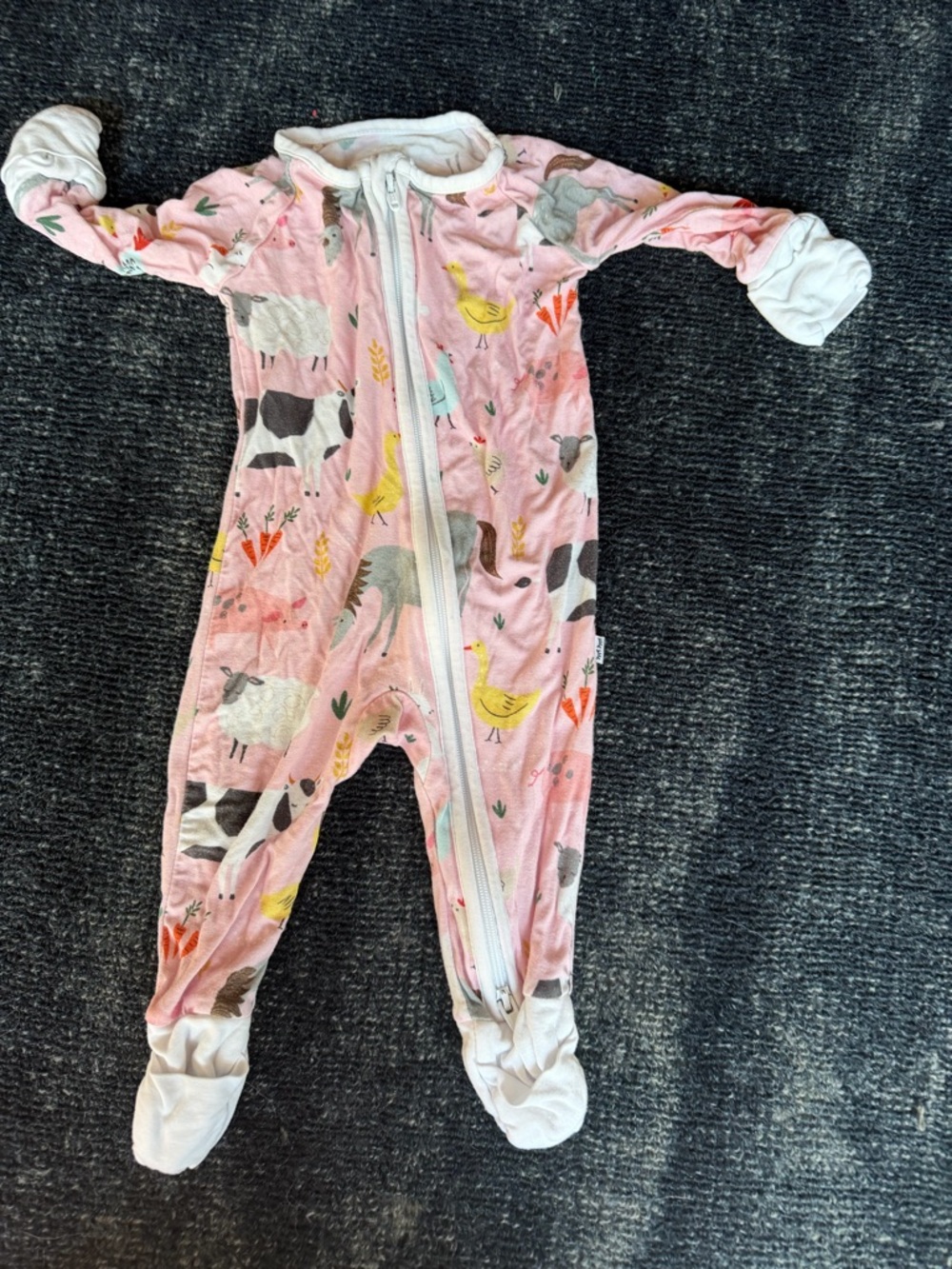 Little Sleepies Pink Farm Animal Footed Pajamas